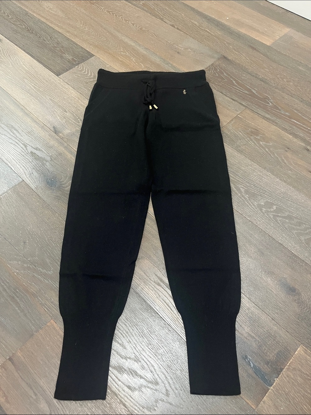 Juicy Couture Black Knit Jogger Pants with Gold Accent